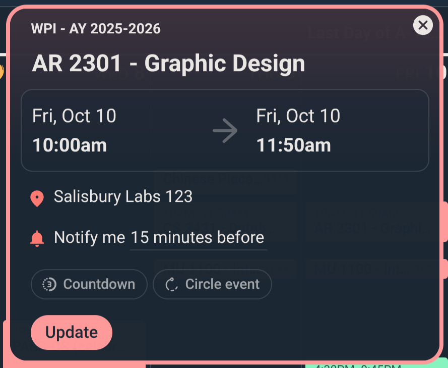 event in calendar
